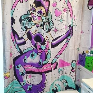 Mermaid kitty shower curtain